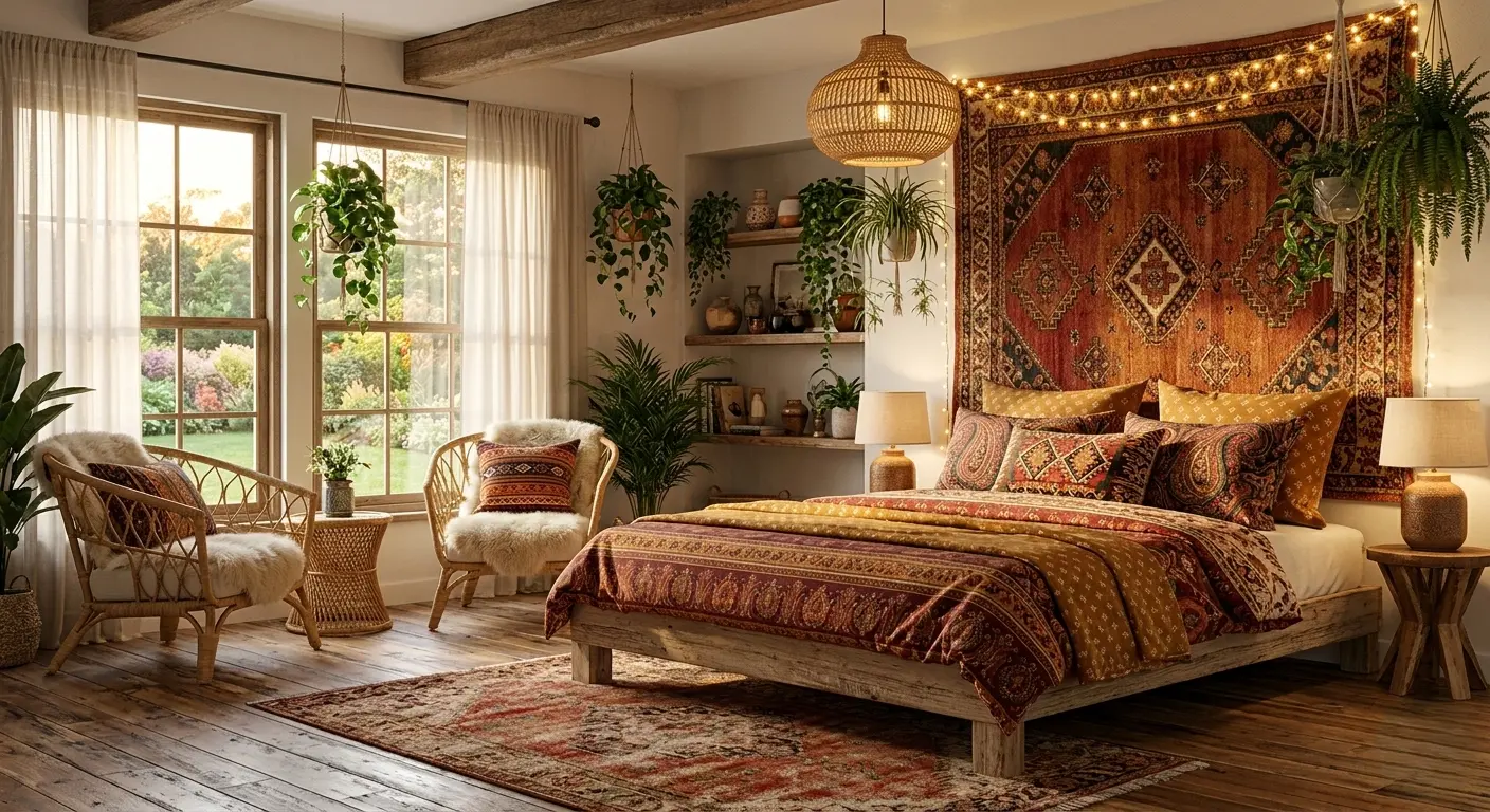 Bohemian eclectic bedroom Bangalore